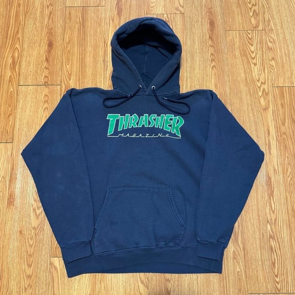 Thrasher Other - Thrasher Men's Hoodie Skateboard Magazine Navy Blue Vintage Size Medium